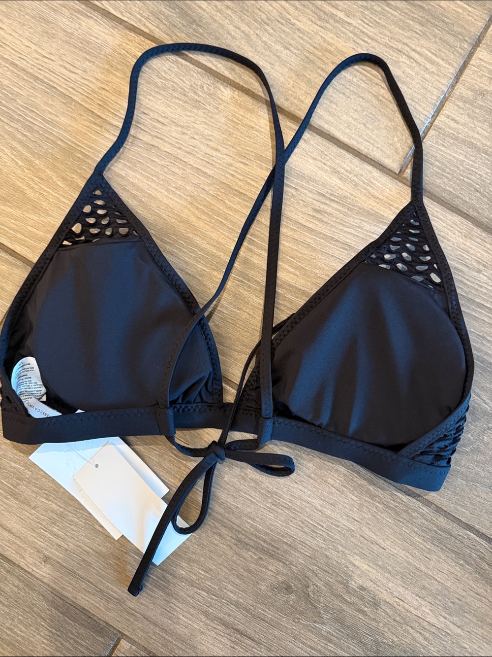 NWT BECCA Black Textured Triangle Bikini Top - Picture 7 of 8